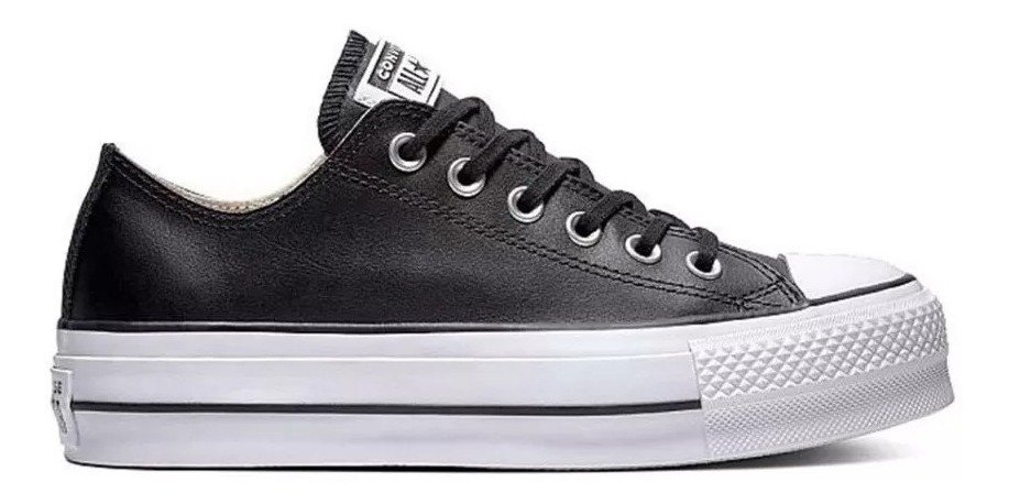 Converse plataforma cuero negro mujer clearance