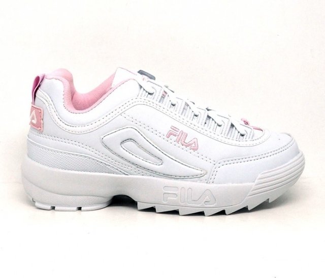 tenis fila feminino branco e rosa