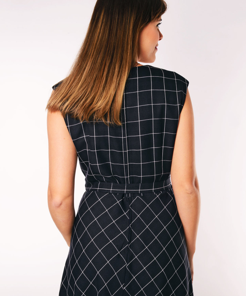 vestido xadrez azul marinho