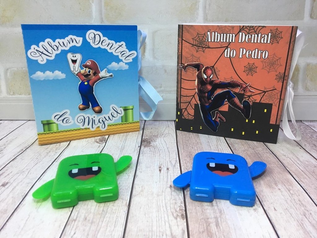 Álbum Dental + Porta Dente de Leite - Mario Broz - Super Mario