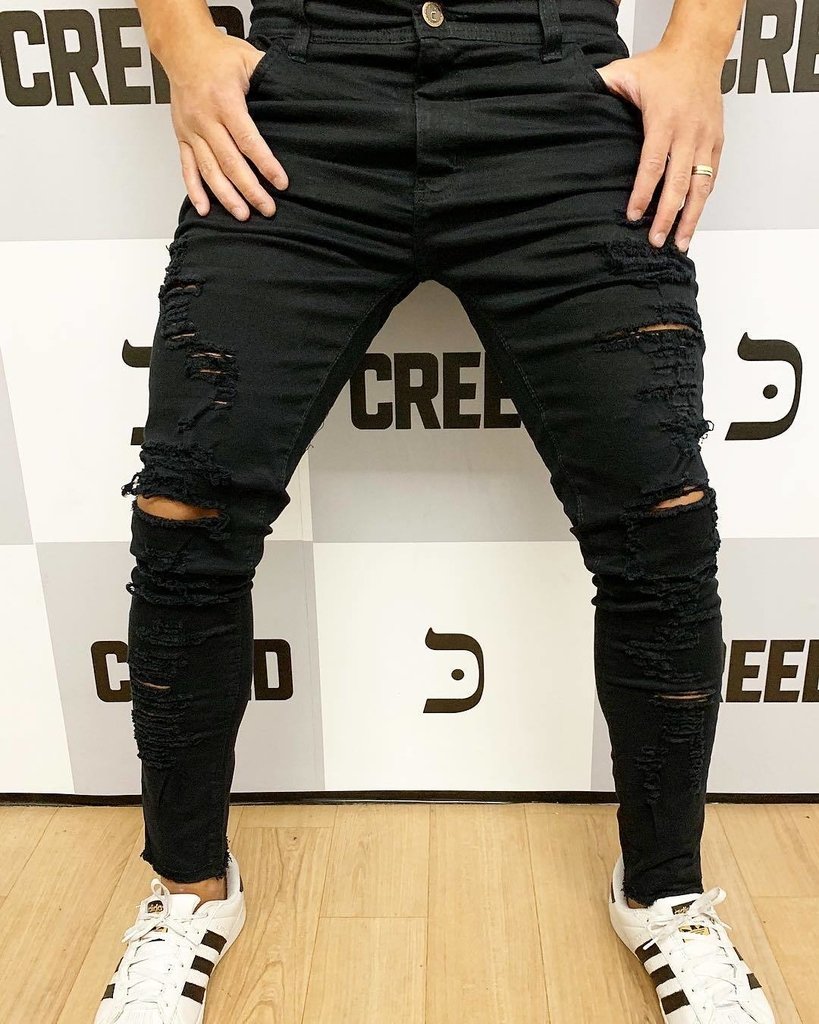 calca jeans preta skinny