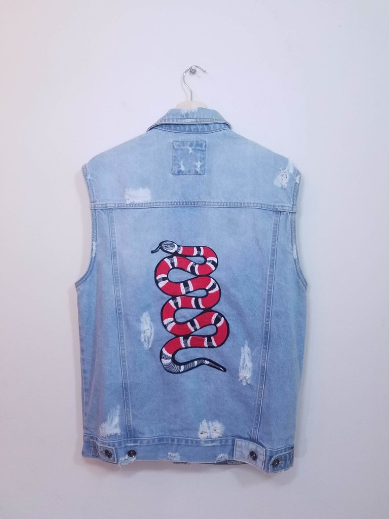 colete jeans bordado