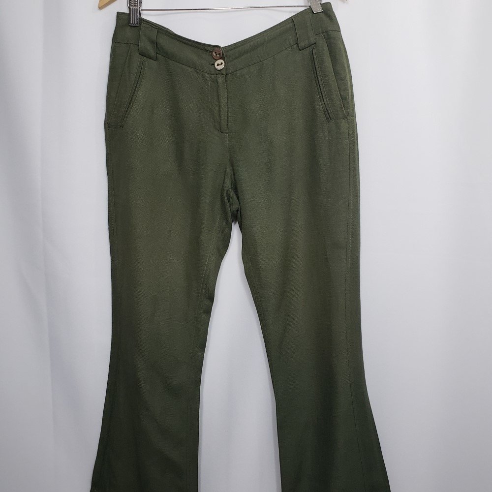 calça de linho verde militar