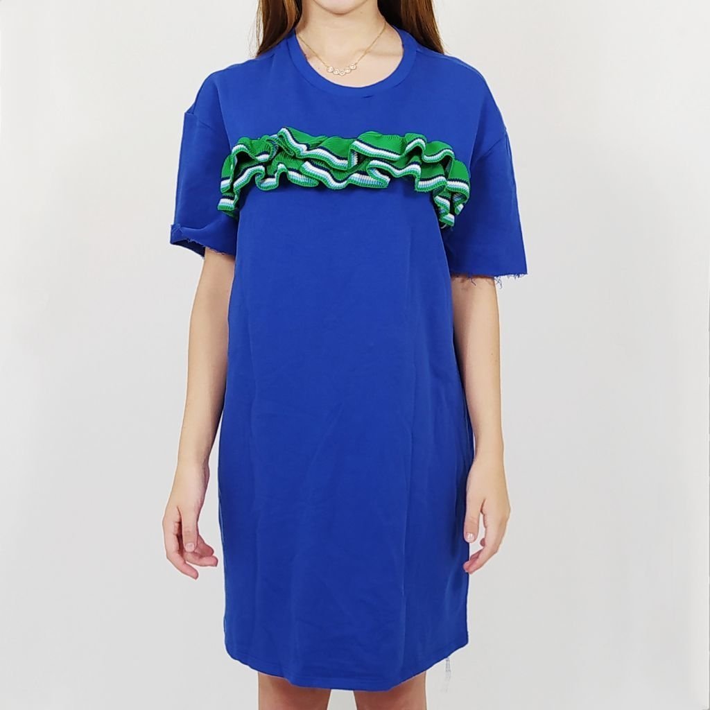 vestido azul de malha