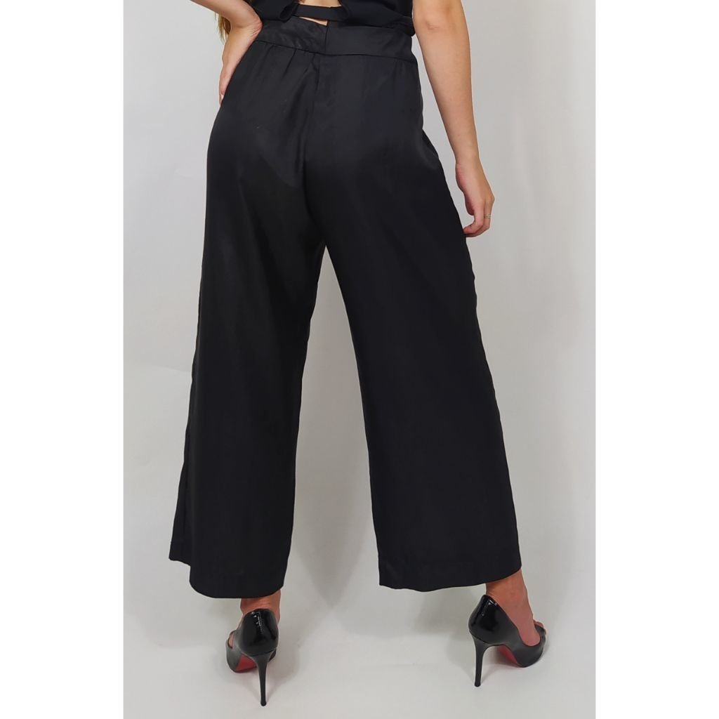 calça cetim preta
