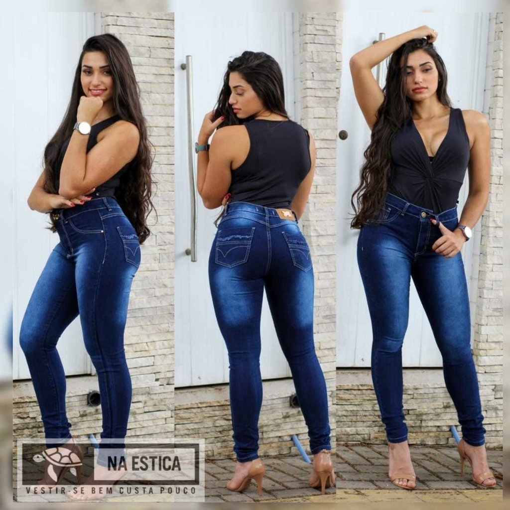 calça jeans com poliester estica