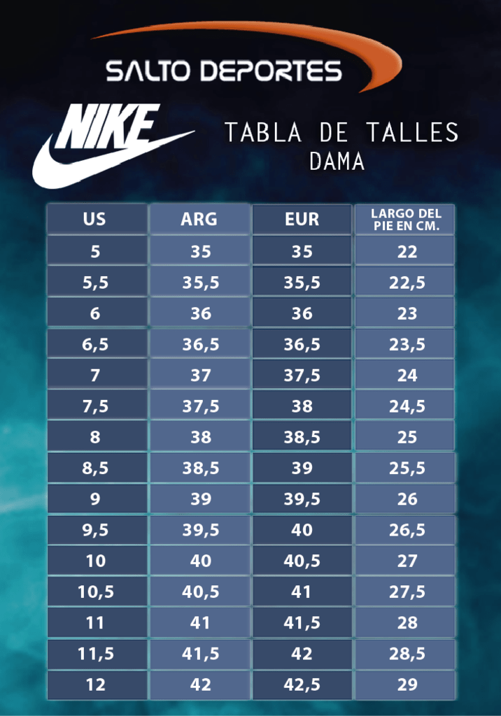 tabla de de calzado nike Today's Deals- >Free Delivery