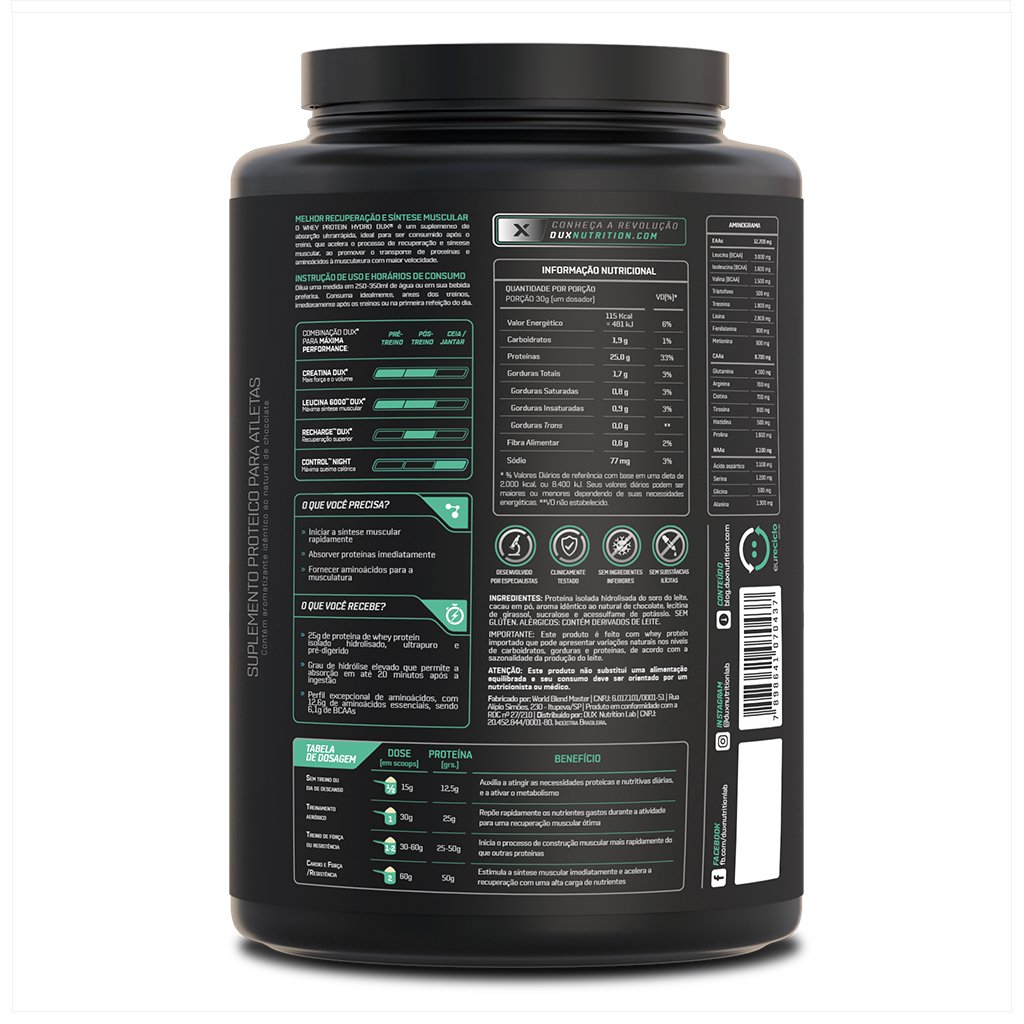 Whey Protein Hydro - Dux Nutrition - Pote 900g
