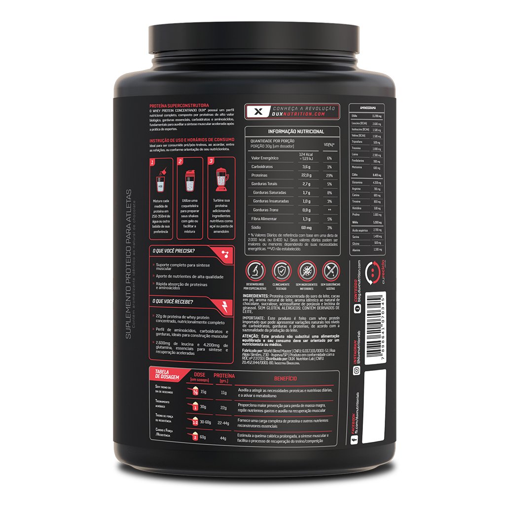 Whey Protein Concentrado - Dux Nutrition - Pote 900g