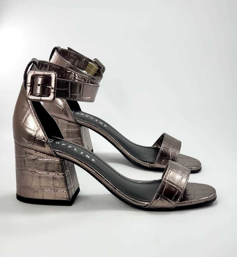 sandalia prata salto medio