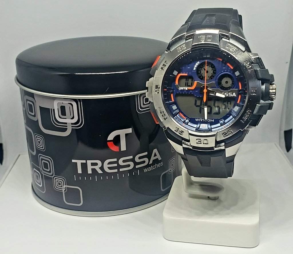 Reloj hombre Tressa, analogico y digital, sumergible, con luz, alarma y  cronometro.