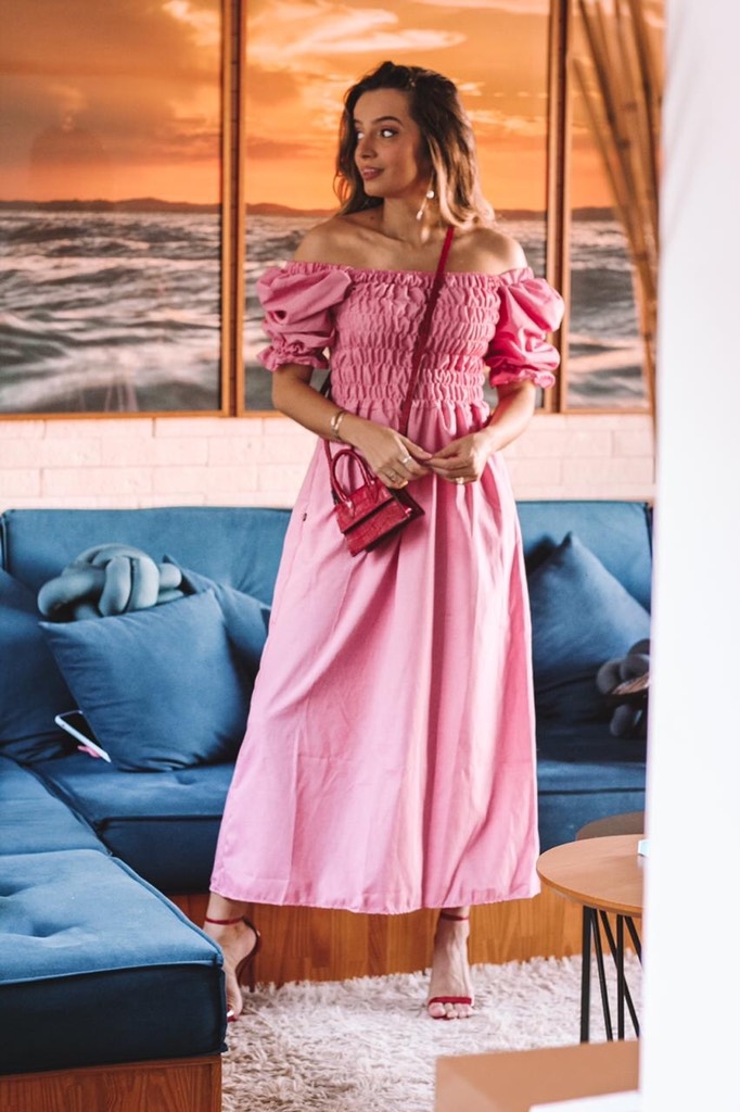 vestido vichy vermelho