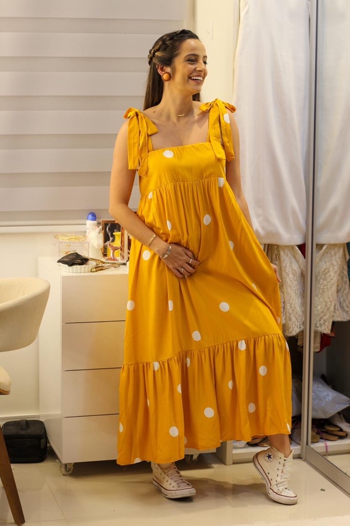 vestido poá amarelo
