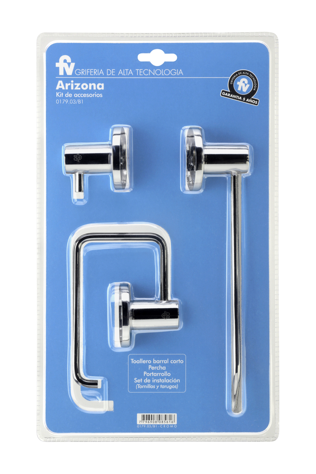 KIT DE ACCESORIOS PARA BAÑO DE 3 PIEZAS ARIZONA 179.03/B1 FV