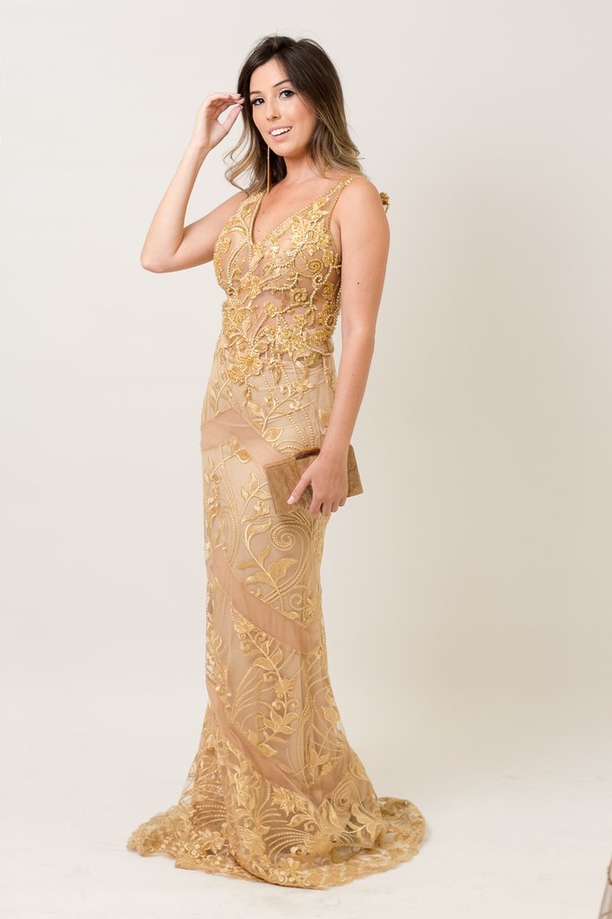 vestido longo dourado comprar