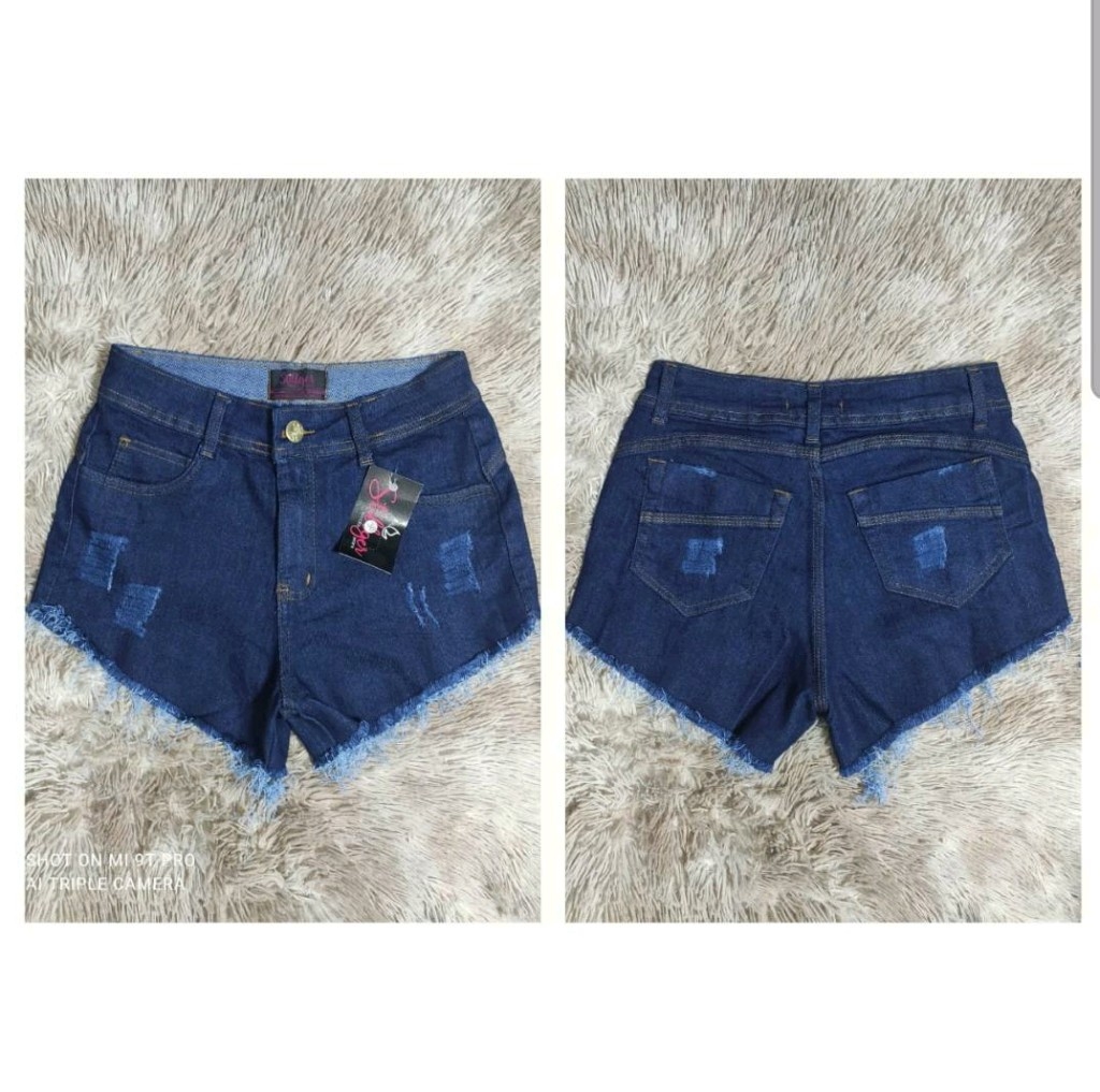 shorts jeans feminino desfiado na cintura