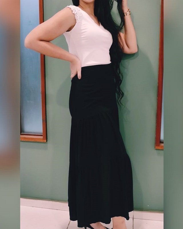 saia longa preta viscose