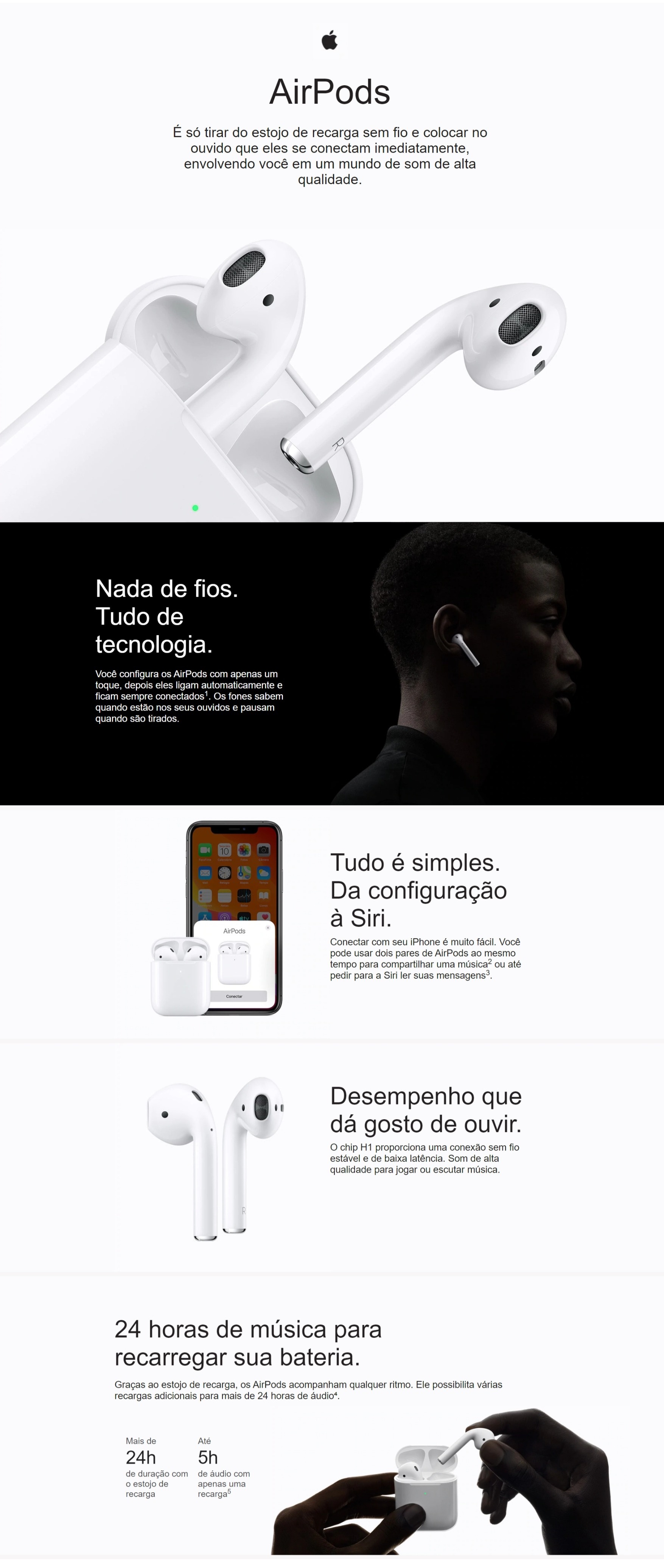 fone de ouvido apple airpods com estojo de recarga