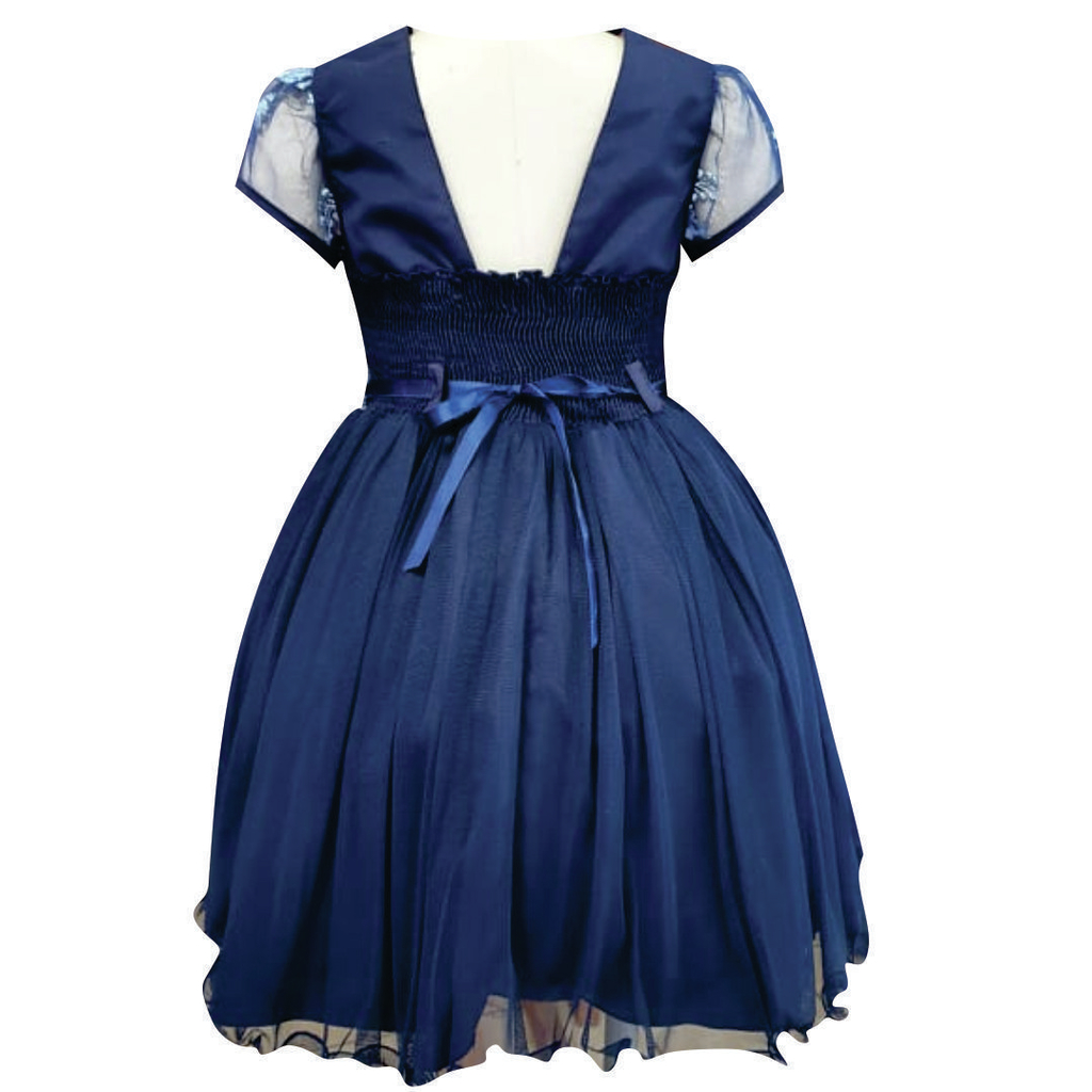 vestido infantil de festa azul marinho