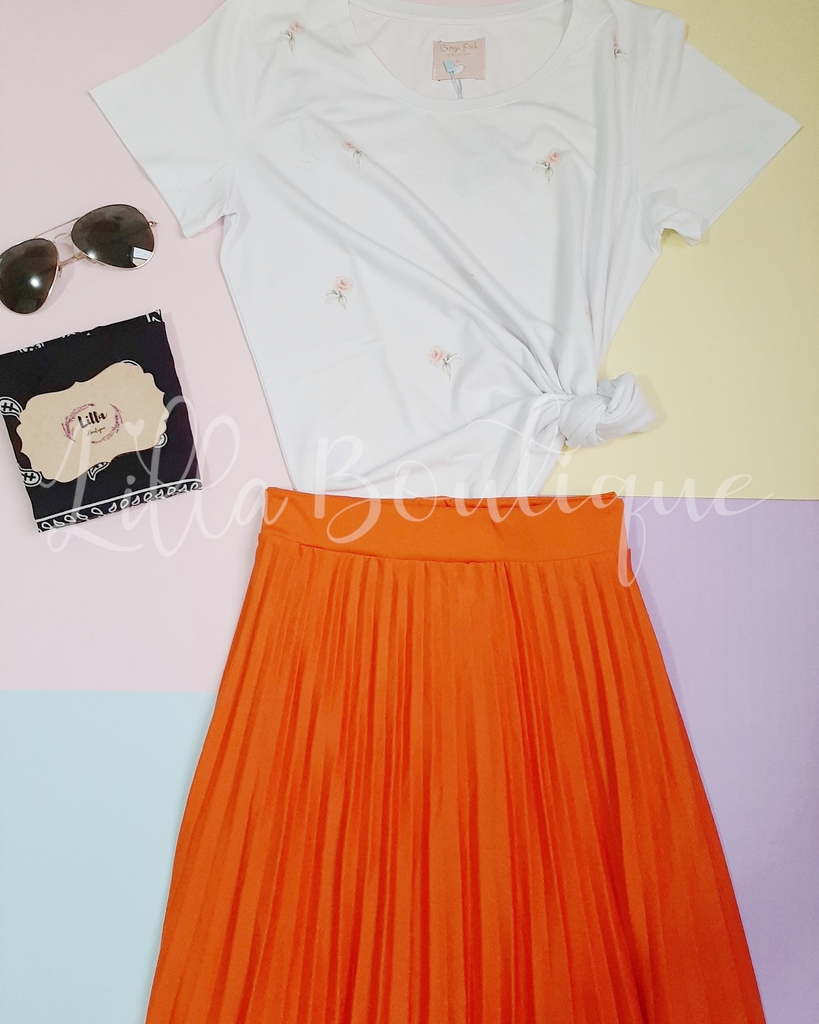 saia plissada laranja