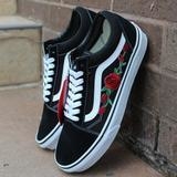 vans old skool preto com flor