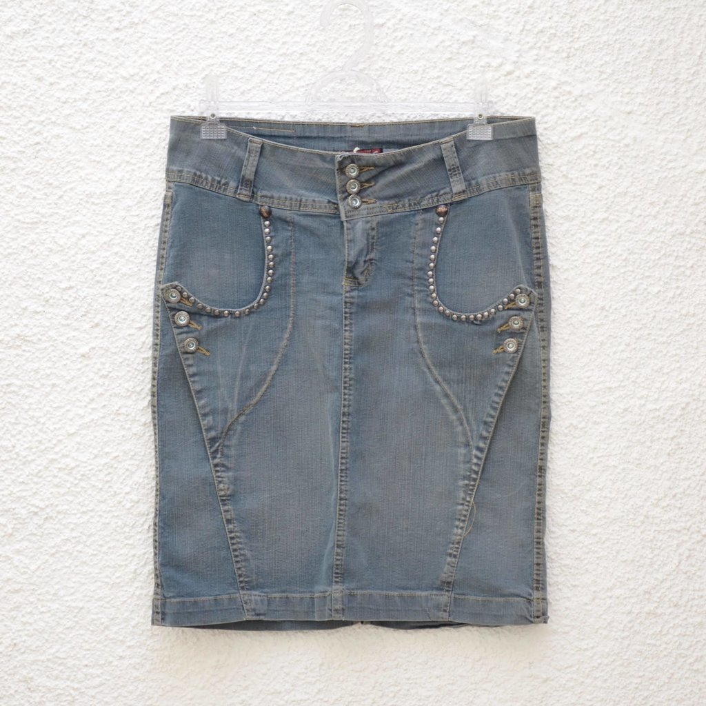 saia jeans cinza