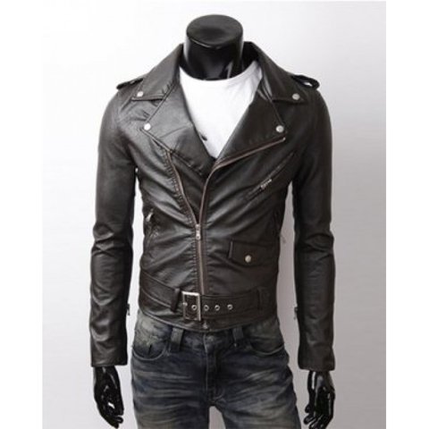jaqueta de couro masculina estilo motoqueiro