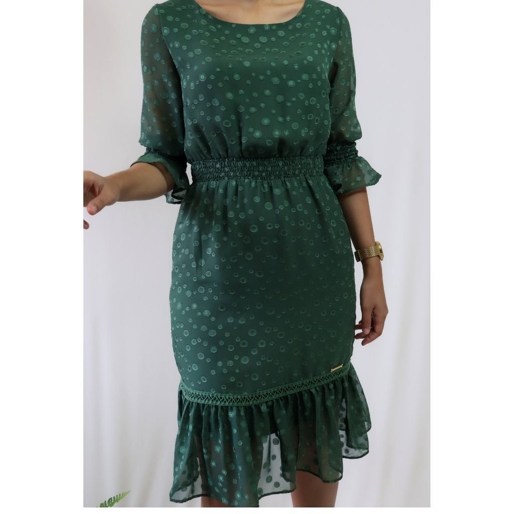 vestido verde crepe