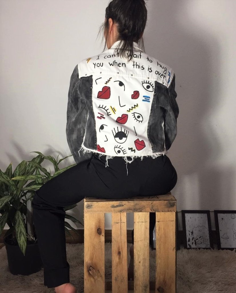 jaqueta pintada a mao