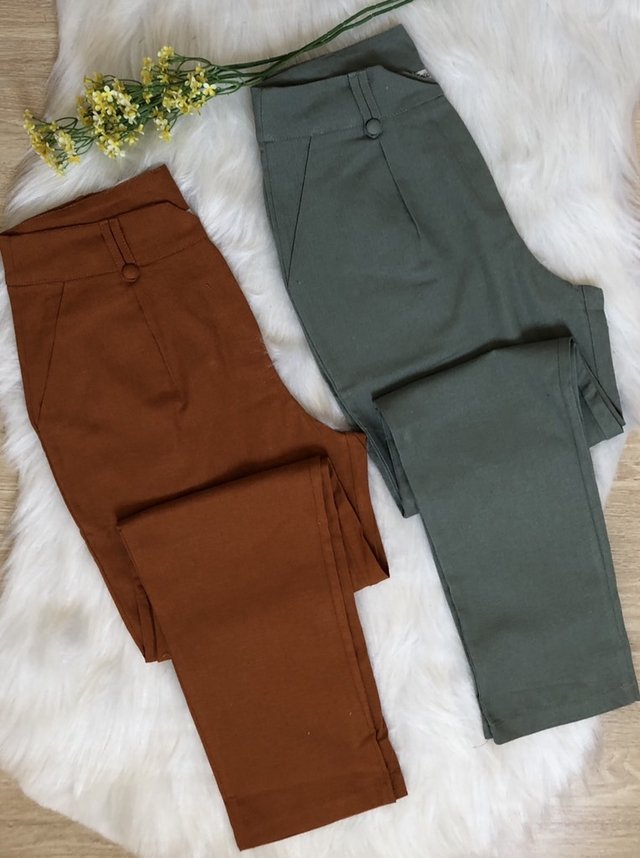 calça alfaiataria verde militar