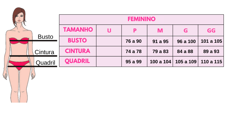 tabela de medidas femininas