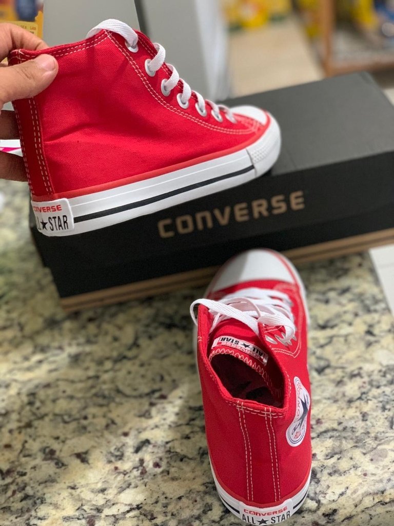 converse all star cano alto vermelho
