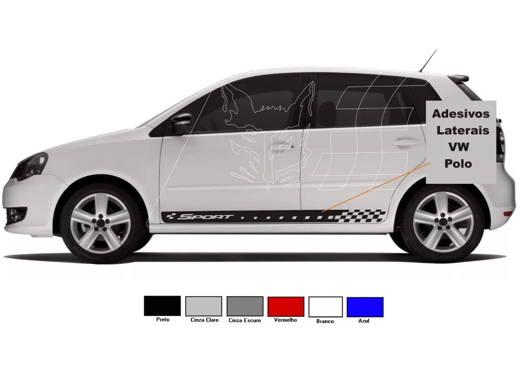 Acessórios Kit Adesivo Sport Faixa Lateral Polo Hatch Sedan Esporte S