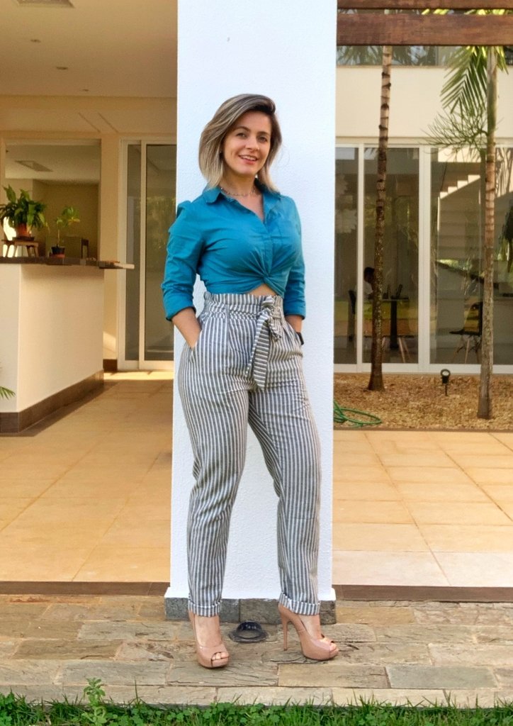calça linho cintura alta
