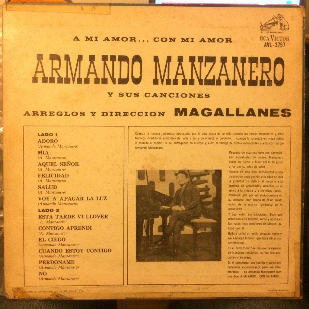 Vinilo Armando Manzanero A Mi Amor Con Mi Amor Lp Arg 1968