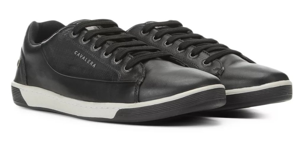 sapatênis couro cavalera logo preto