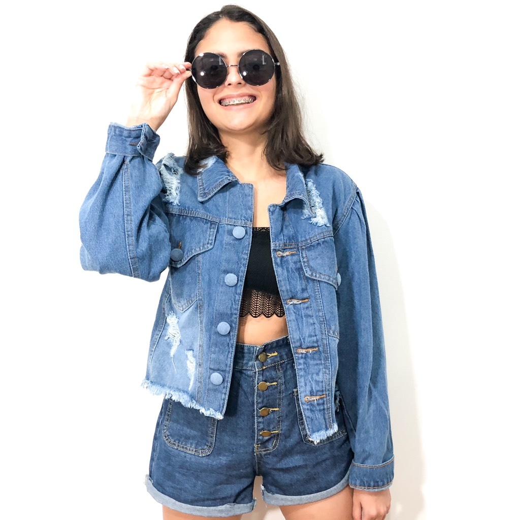jaqueta jeans feminina clara