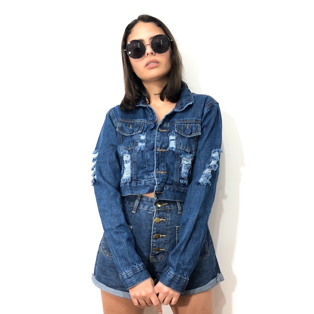 jaqueta jeans feminina escura