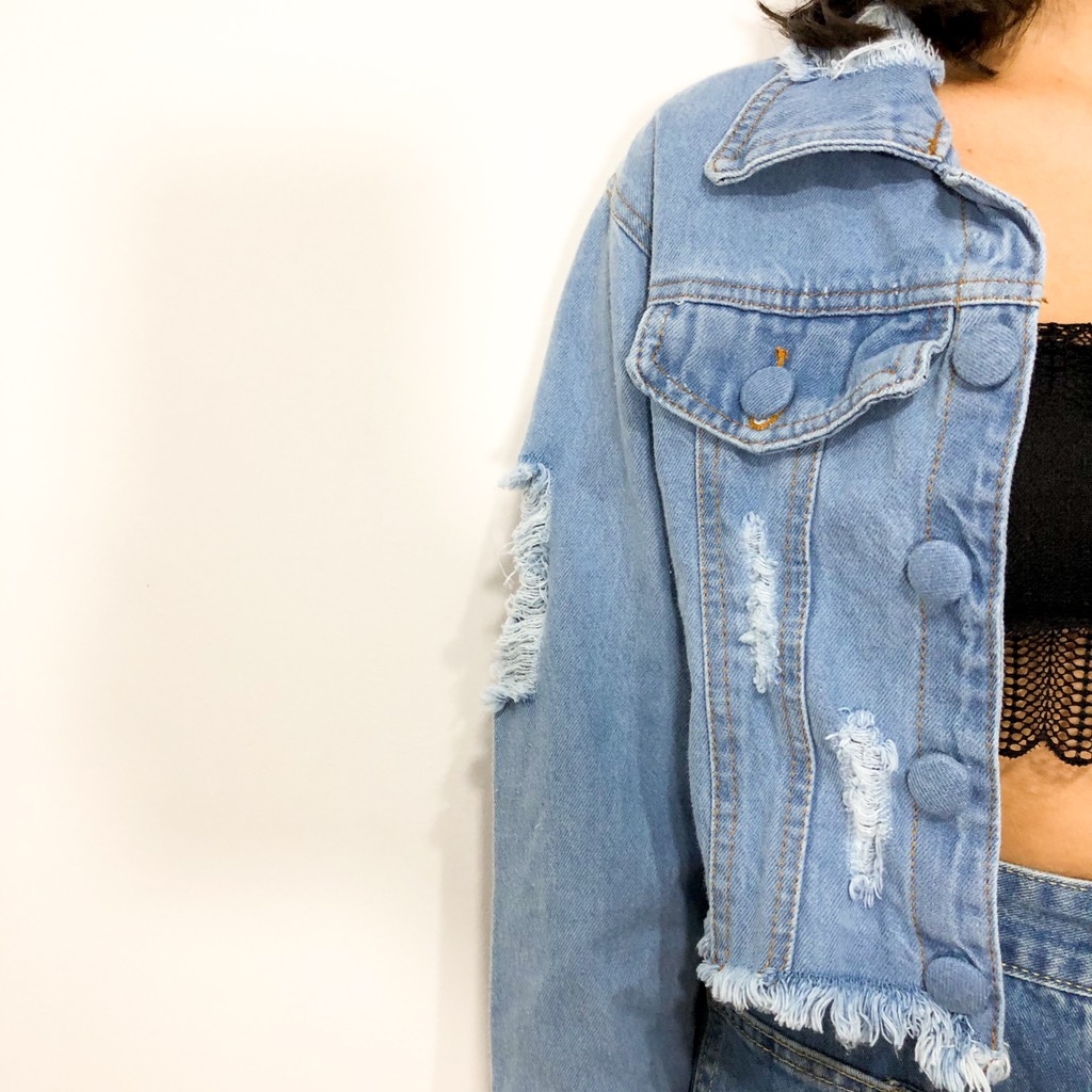 jaqueta jeans lavagem clara