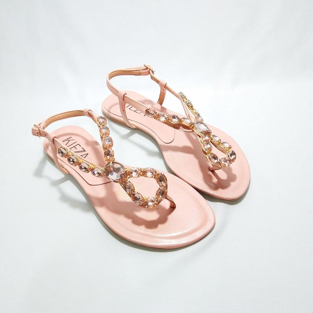 sandalia rasteira de pedraria