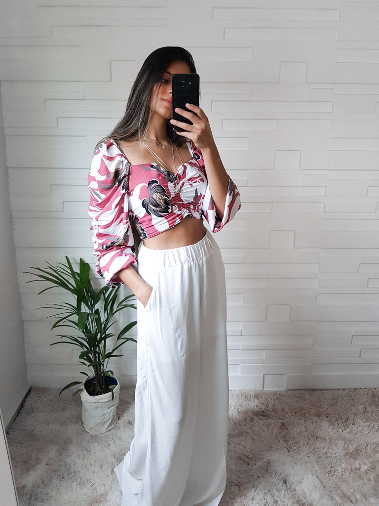 comprar calça pantalona branca