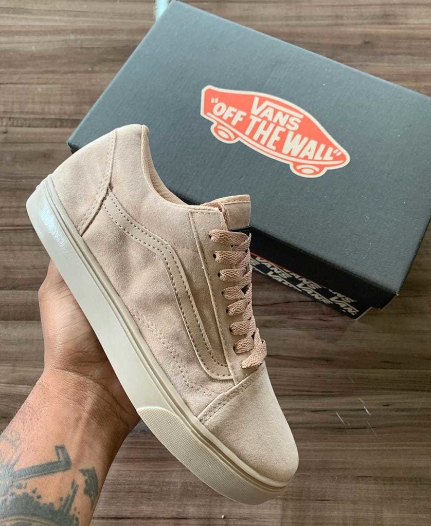 vans old skool branco de couro