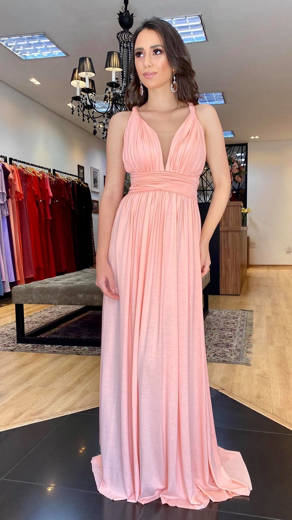 vestido multiformas coral