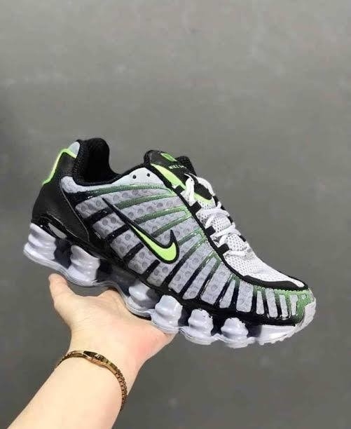 nike shox cinza e verde