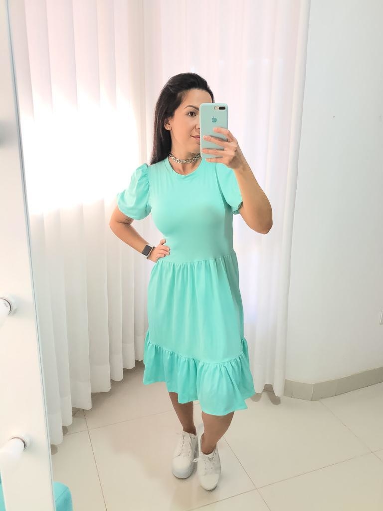 vestido verde agua midi