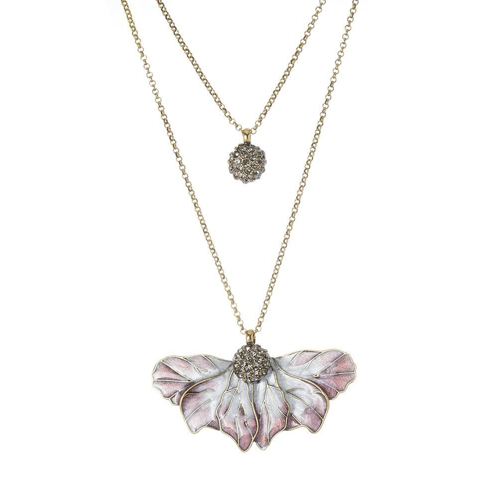 Colar Duplo Asas Fada Rosa Dourado