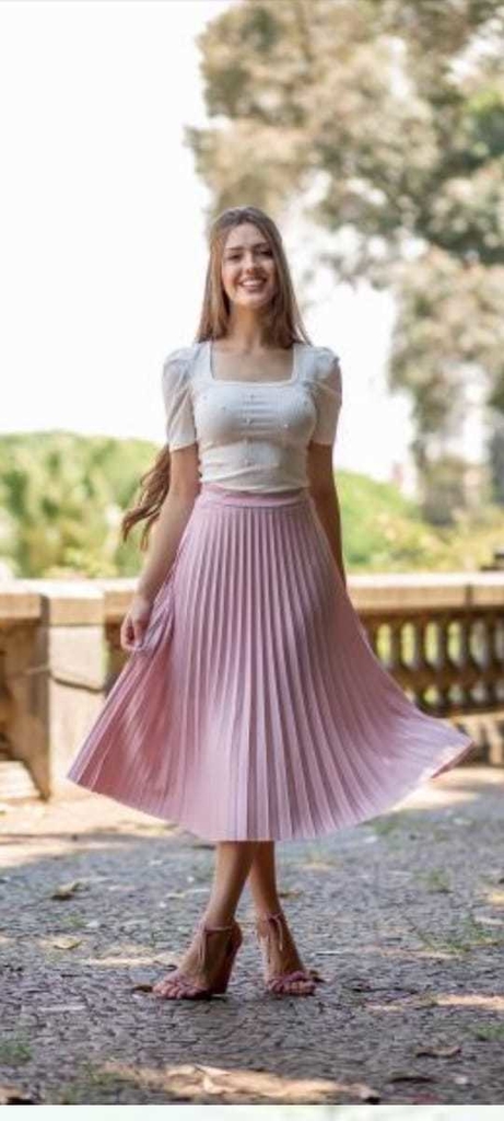 saia rose plissada