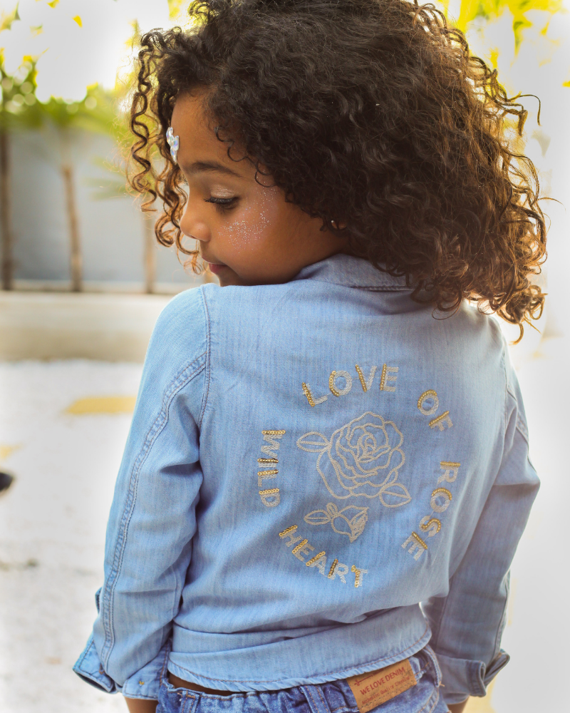 camisa jeans com bordado