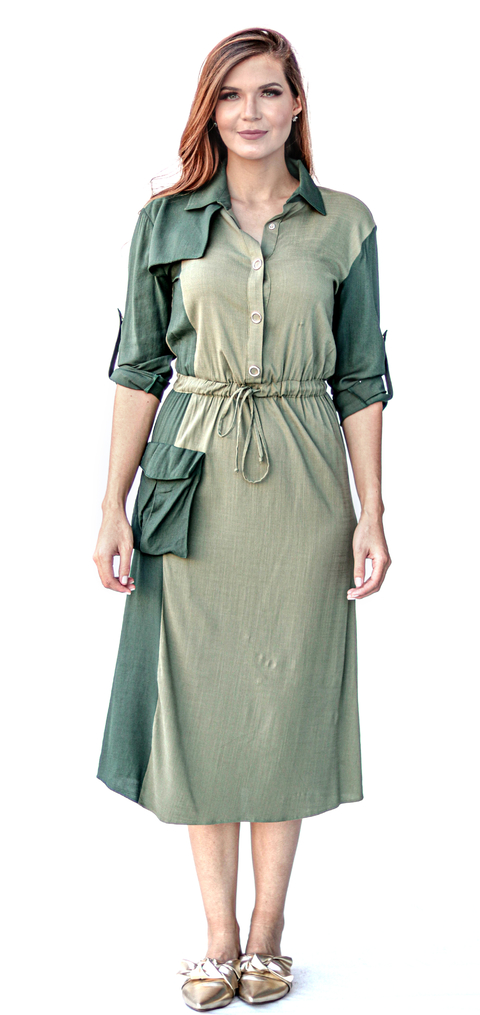 vestido gola polo midi