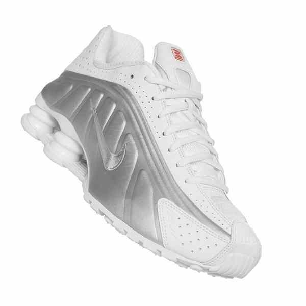 nike shox branco e prata